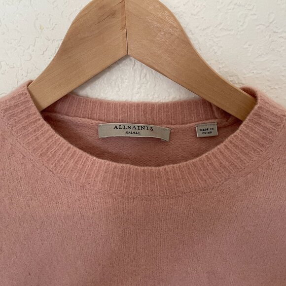 AllSaints Soft Blush Pink Sweater,  Luxe Wool-Yak Blend, Size S - Picture 5 of 9